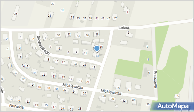 Gidle, Słowackiego Juliusza, 13, mapa Gidle