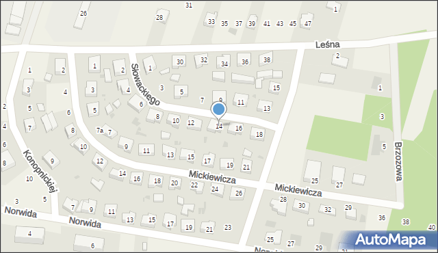 Gidle, Słowackiego Juliusza, 14, mapa Gidle