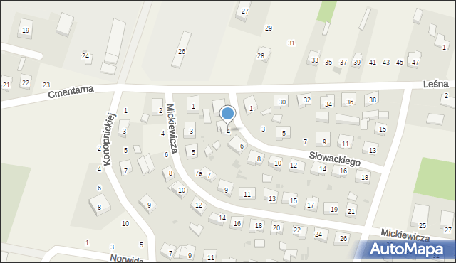 Gidle, Słowackiego Juliusza, 4, mapa Gidle