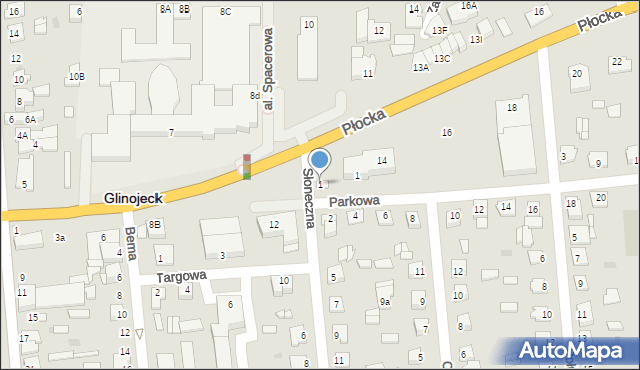 Glinojeck, Słoneczna, 1, mapa Glinojeck