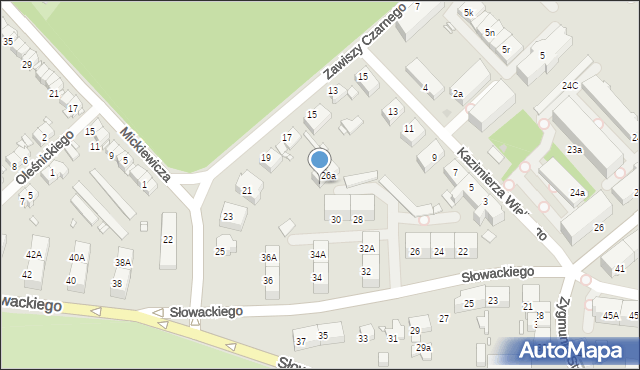 Gliwice, Słowackiego Juliusza, 26b, mapa Gliwic
