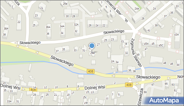 Gliwice, Słowackiego Juliusza, 29a, mapa Gliwic