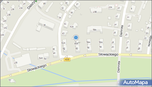 Gliwice, Słowackiego Juliusza, 60A, mapa Gliwic