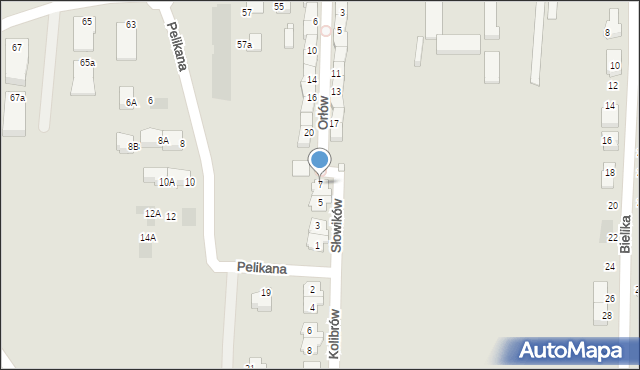 Gliwice, Słowików, 7, mapa Gliwic