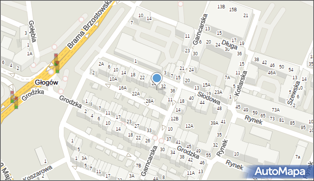 Głogów, Słodowa, 30A, mapa Głogów