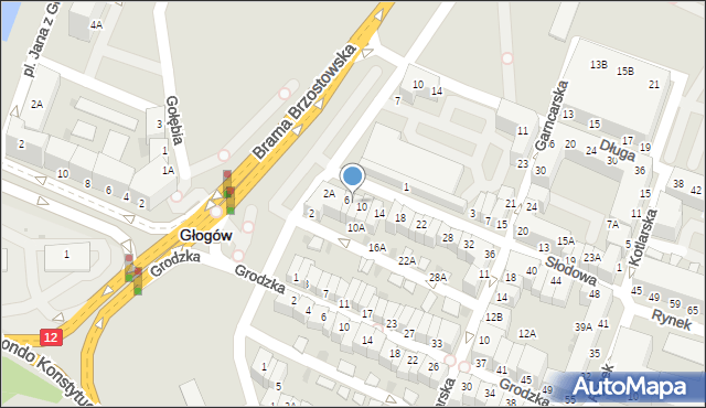 Głogów, Słodowa, 8, mapa Głogów