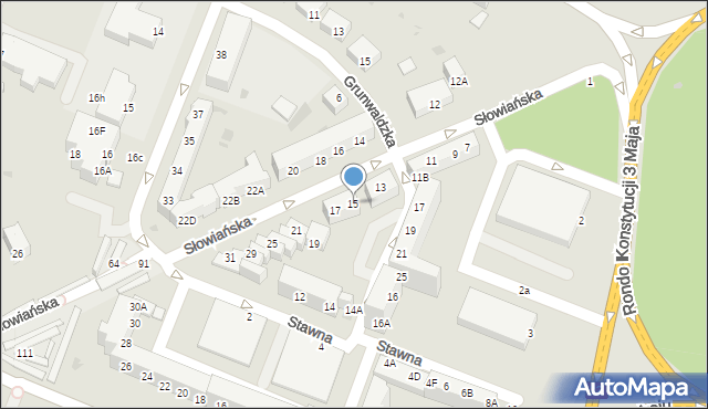 Głogów, Słowiańska, 15, mapa Głogów