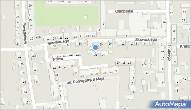 Głubczyce, Słowackiego Juliusza, 24, mapa Głubczyce