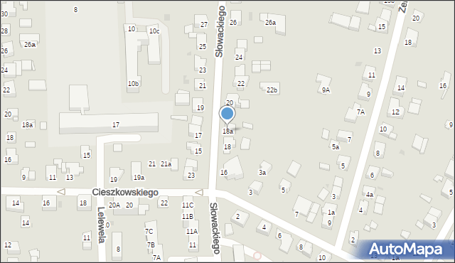 Gniezno, Słowackiego Juliusza, 18a, mapa Gniezna