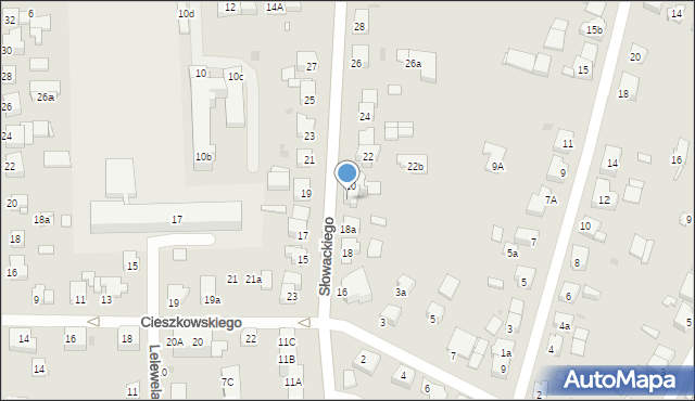 Gniezno, Słowackiego Juliusza, 20a, mapa Gniezna
