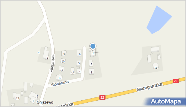 Gniszewo, Słoneczna, 1, mapa Gniszewo