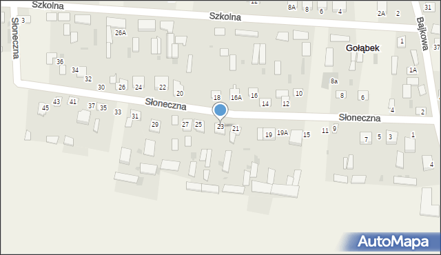 Gołąbek, Słoneczna, 23, mapa Gołąbek