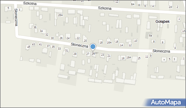Gołąbek, Słoneczna, 25, mapa Gołąbek