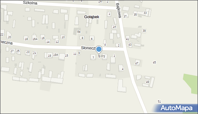 Gołąbek, Słoneczna, 5, mapa Gołąbek