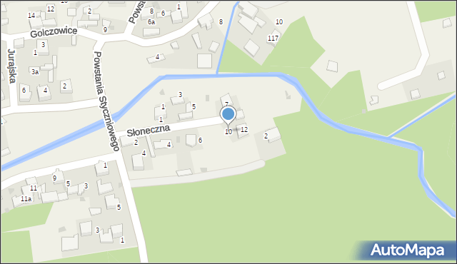 Golczowice, Słoneczna, 10, mapa Golczowice