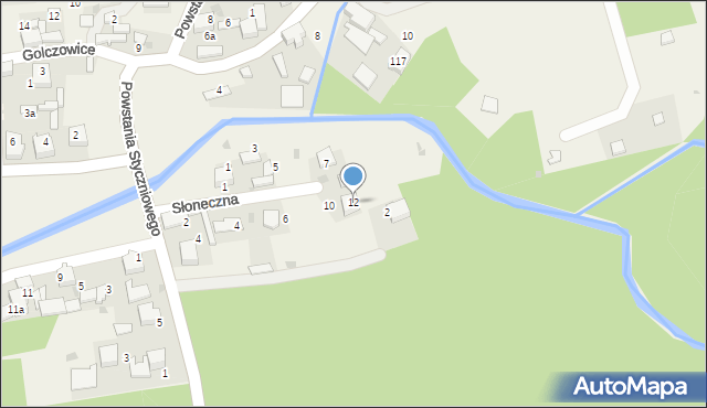 Golczowice, Słoneczna, 12, mapa Golczowice