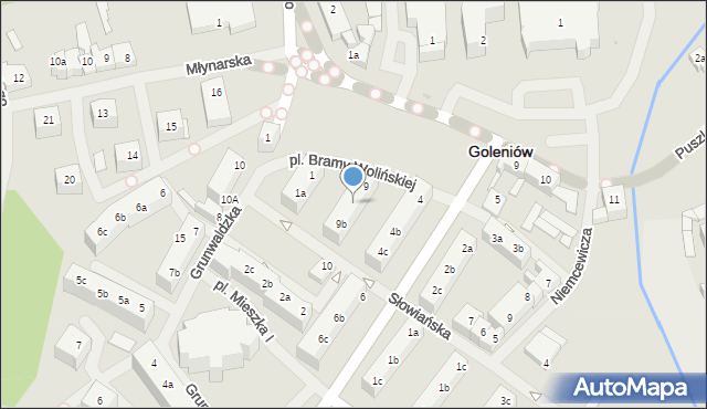 Goleniów, Słowiańska, 9a, mapa Goleniów