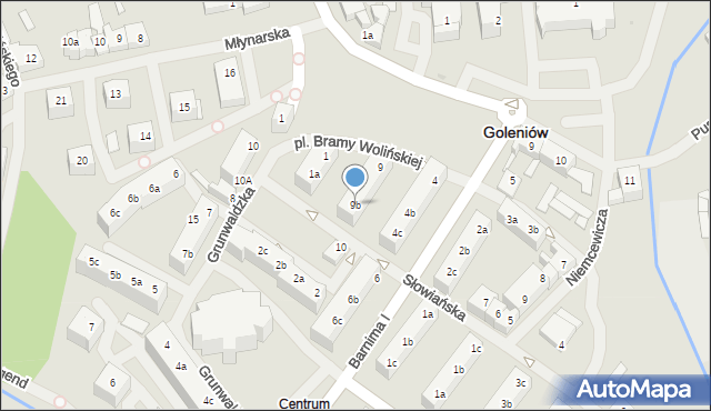 Goleniów, Słowiańska, 9b, mapa Goleniów