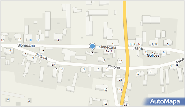 Golice, Słoneczna, 5, mapa Golice