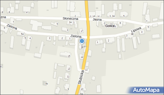Golice, Słubicka, 16, mapa Golice