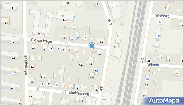 Gomunice, Słowackiego Juliusza, 3, mapa Gomunice