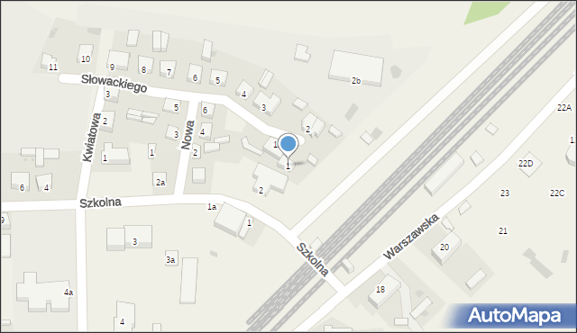 Gorzkowice, Słowackiego Juliusza, 1b, mapa Gorzkowice