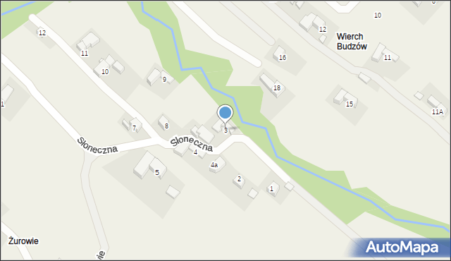 Groń, Słoneczna, 3, mapa Groń