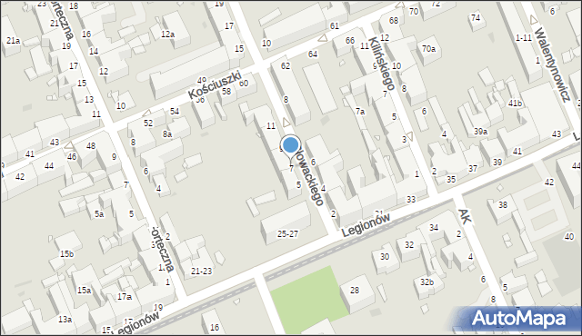 Grudziądz, Słowackiego Juliusza, 7, mapa Grudziądza