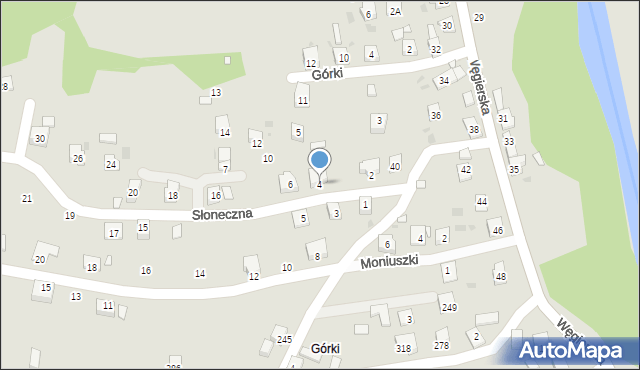 Grybów, Słoneczna, 4, mapa Grybów