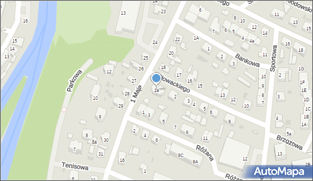 Gryfice, Słowackiego Juliusza, 1a, mapa Gryfice