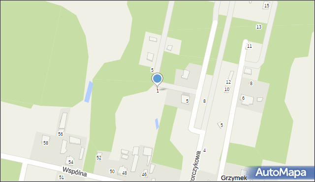 Grzymek, Słonecznikowa, 1, mapa Grzymek