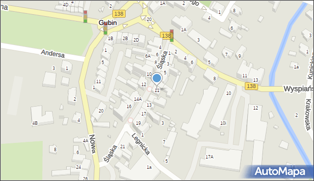 Gubin, Śląska, 11, mapa Gubin