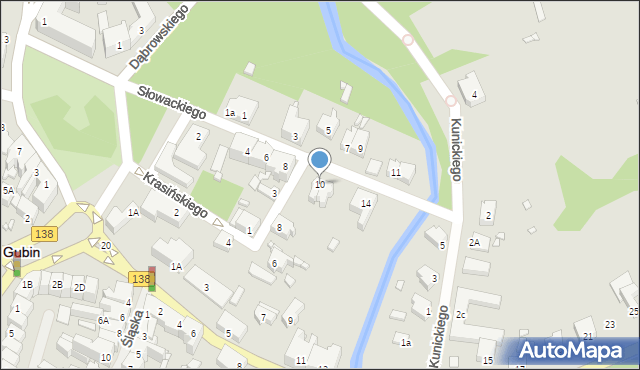 Gubin, Słowackiego Juliusza, 10, mapa Gubin