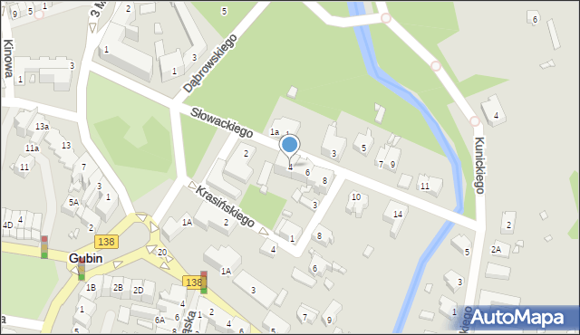 Gubin, Słowackiego Juliusza, 4, mapa Gubin