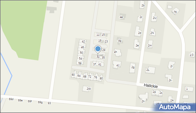 Halickie, Słoneczna, 31, mapa Halickie