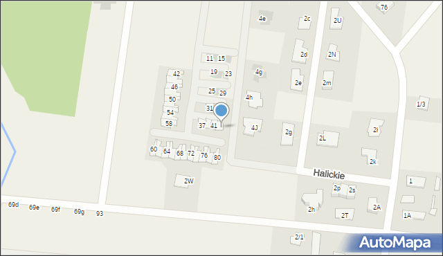 Halickie, Słoneczna, 43, mapa Halickie