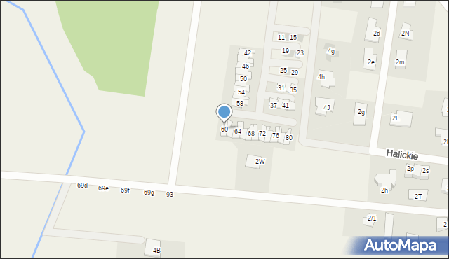 Halickie, Słoneczna, 60, mapa Halickie