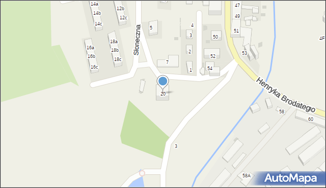 Henryków, Słoneczna, 20, mapa Henryków