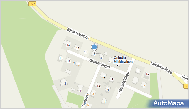 Horyniec-Zdrój, Słowackiego Juliusza, 8, mapa Horyniec-Zdrój