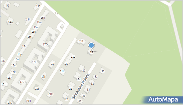 Jabłonna, Słoneczna Polana, 28, mapa Jabłonna