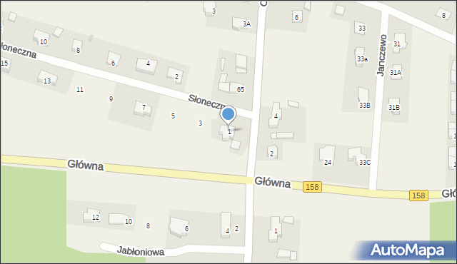 Janczewo, Słoneczna, 1, mapa Janczewo