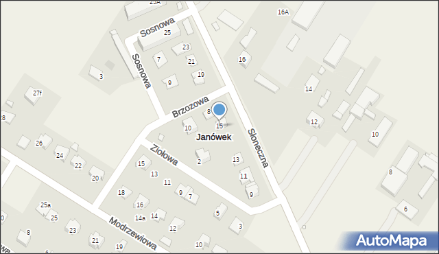 Janówek, Słoneczna, 15, mapa Janówek