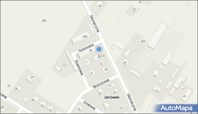 Janówek, Słoneczna, 23, mapa Janówek