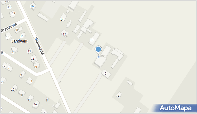 Janówek, Słoneczna, 8, mapa Janówek