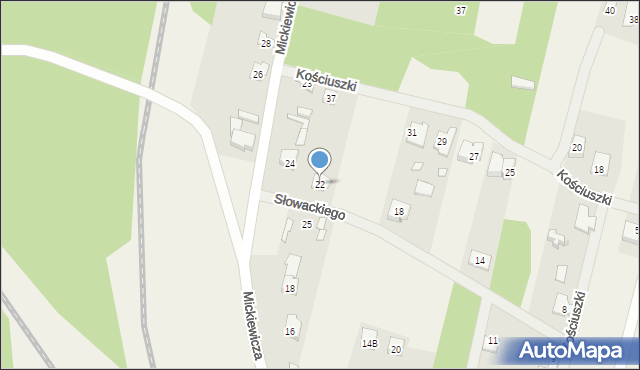 Jasienica, Słowackiego Juliusza, 22, mapa Jasienica
