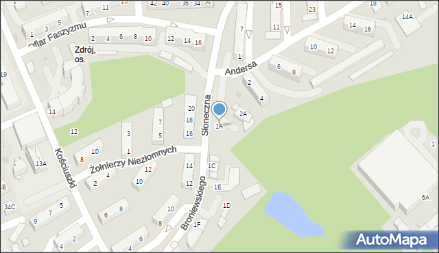 Jastrzębie-Zdrój, Słoneczna, 1A, mapa Jastrzębie-Zdrój