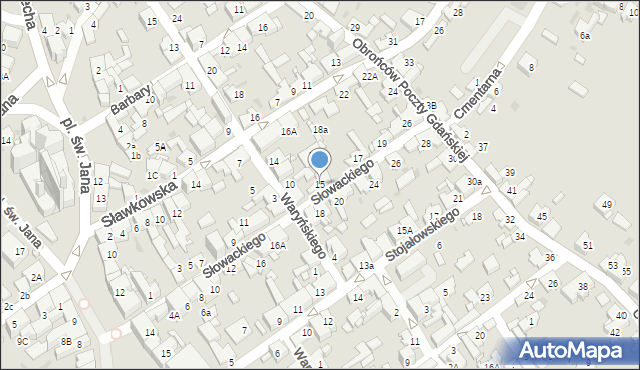 Jaworzno, Słowackiego Juliusza, 15, mapa Jaworzno