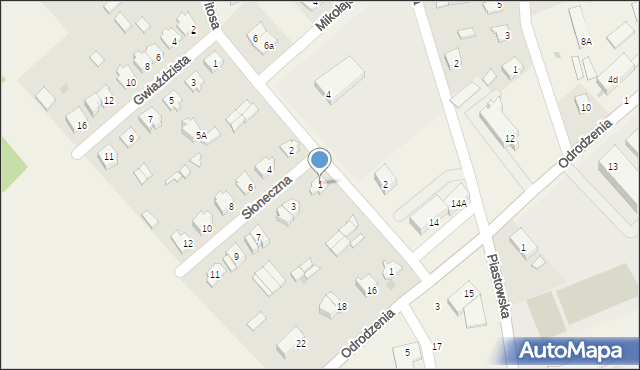 Jednorożec, Słoneczna, 1, mapa Jednorożec