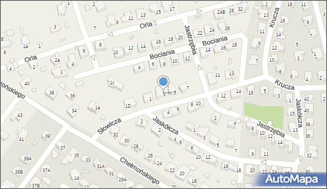 Jędrzychów, Słowicza, 3, mapa Jędrzychów