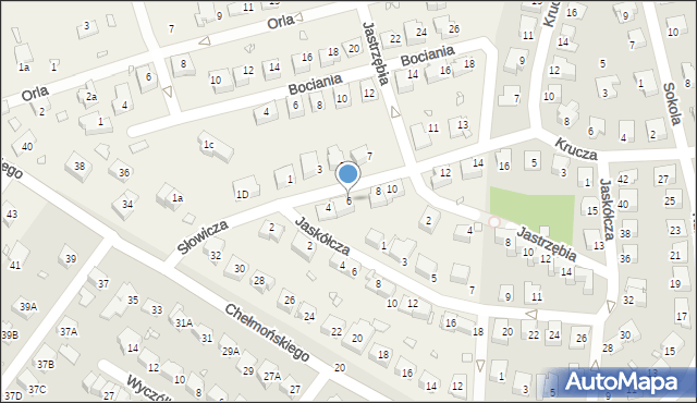 Jędrzychów, Słowicza, 6, mapa Jędrzychów